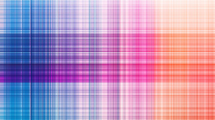 An abstract image featuring a vibrant plaid pattern with intersecting lines of various colors creating a gradient effect