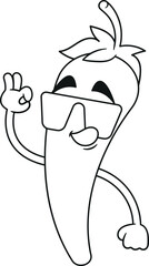 Cool hot pepper monochromatic character