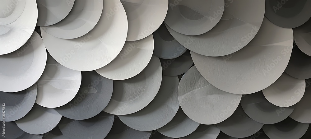 Poster minimalist background featuring overlapping concentric circles in dusky gray tones for a calm and el