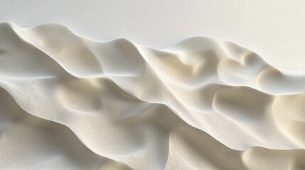 Fototapeta premium top view of light beige sand, cascading and piled in a heap against a pure white background,