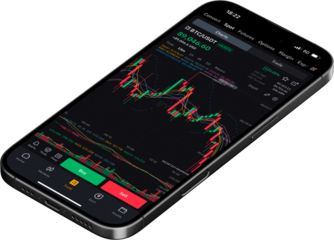 Cryptocurrency Trading App on Smartphone – BTC/USDC Market Chart, Candlestick Graph, Buy/Sell Options, Transparent PNG, No Background, Crypto Investment, Digital Finance