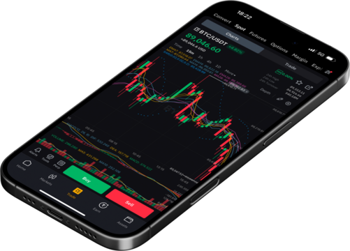 Cryptocurrency Trading App on Smartphone – BTC/USDC Market Chart, Candlestick Graph, Buy/Sell Options, Transparent PNG, No Background, Crypto Investment, Digital Finance