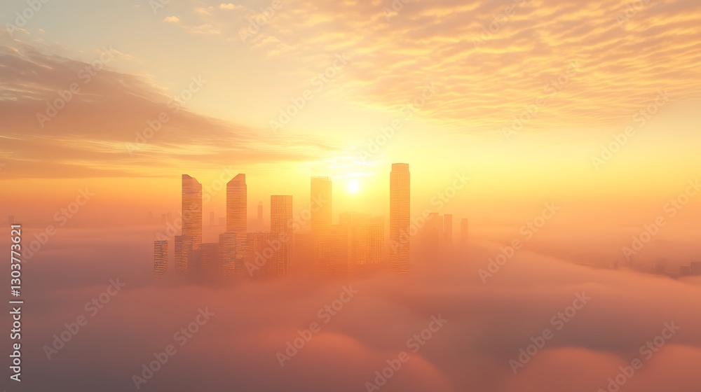 Aufkleber ahmadwahyuutomo776@gmail.com futuristic city skyline at dawn with a vibrant aesthetic, showcasing ar