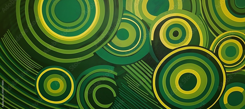 Poster dynamic green backdrop featuring overlapping concentric circles for a fresh and energetic feel
