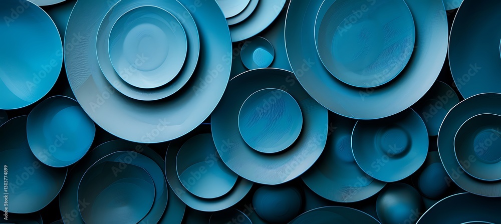 Poster soothing blue concentric circles background with overlapping layers for a stylish look