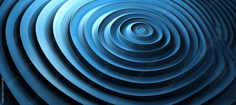 Poster cool blue overlapping concentric circles background with a smooth and modern design