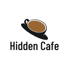 hidden cafe flat minimalist logo design