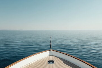 Yacht sailing calm blue water on sunny summer day