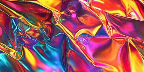 Obraz premium Iridescent Crumpled Foil, ai generated.