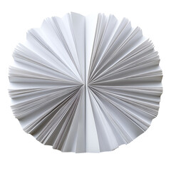Open book pages fanned out like a circle white pages black background