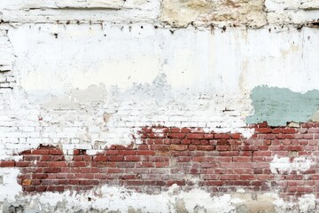 Obraz premium Weathered brick wall with peeling paint, urban texture. Possible use for backgrounds