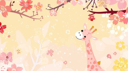 a  charming giraffe stretches its speckle neck across a sun-kissed savanna backdrop,