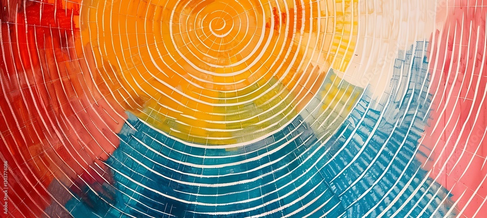 Poster delicate backdrop of overlapping concentric circles in soft pastel colors for a serene and modern fe