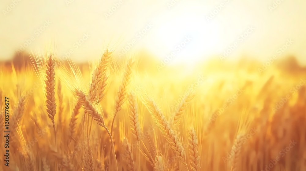 Poster ahmadwahyuutomo776@gmail.com A serene sunrise over a golden wheat field with a soft breeze, perfect for agricultural and nature-themed content.