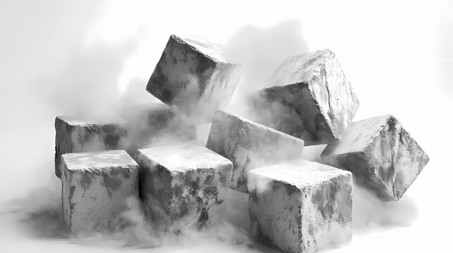 Updates text on stone blocks with a clean white background. Clarity - Mist. Illustration