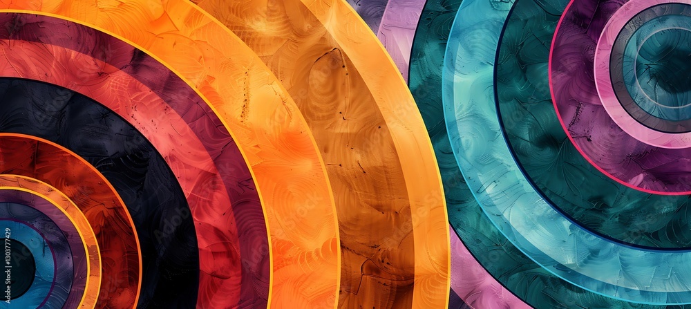 Poster delicate backdrop of overlapping concentric circles in soft pastel colors for a serene and modern fe