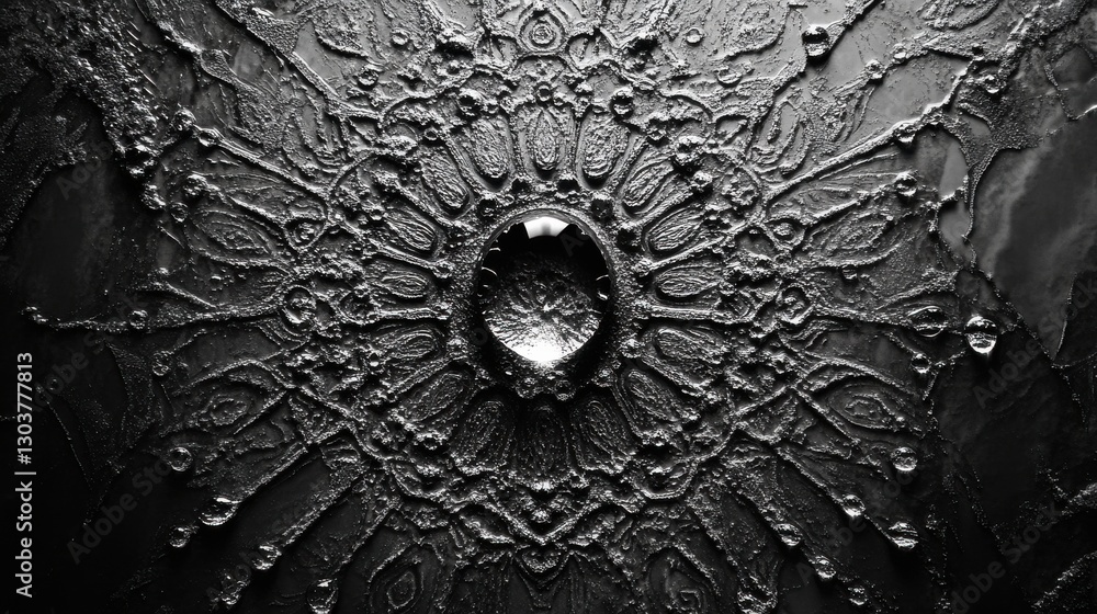 Poster intricate droplets forming beautiful patterns on a frosted surface captured in high resolution for s