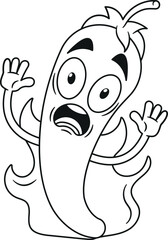 Screaming burning pepper monochromatic character