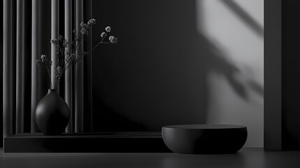 A minimalist black background, ideal for showcasing products or artwork, emphasizing simplicity and elegance. Clarity - Mist. Illustration