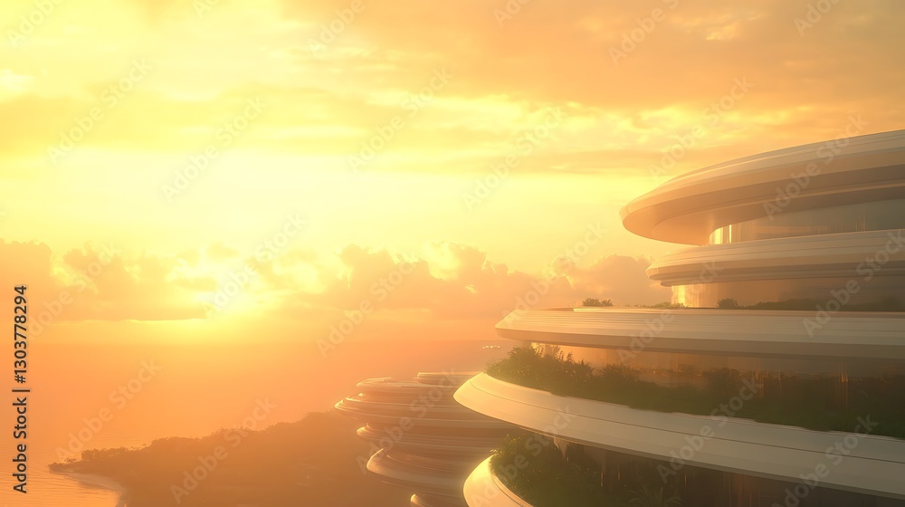 Poster ahmadwahyuutomo776@gmail.com A high-angle view of a futuristic floating city showcasing advanced architecture and innovative design.