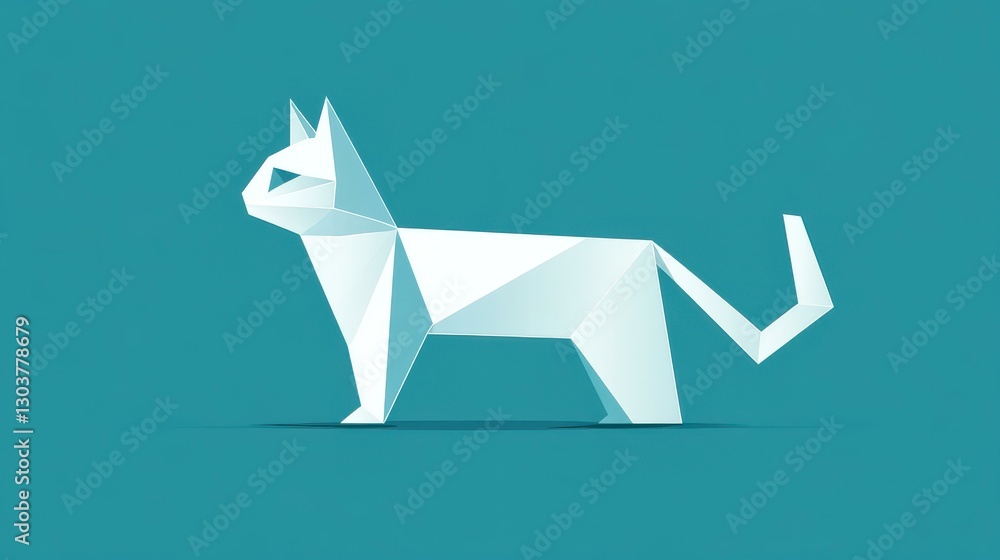 Poster experience the joy of origami with a cute cat design that adds vibrant colors and textures to any sp