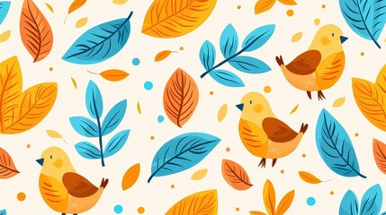 Explore lush plants and vibrant birds in this seamless pattern, perfect for nature enthusiasts and creative minds alike.