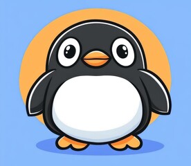 Naklejka premium A playful vector penguin design perfect for logos, icons, and fresh projects, showcasing a unique cartoon sketch style.