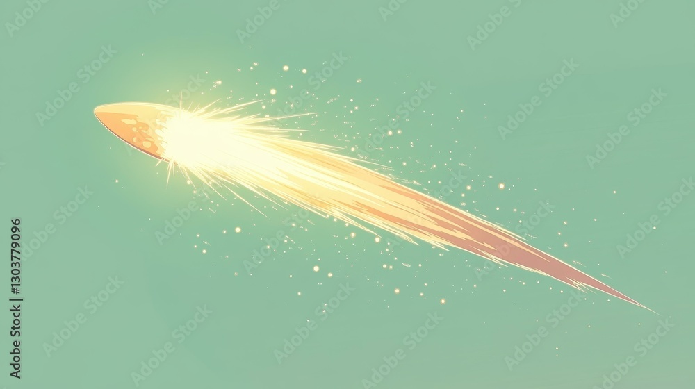 Poster a minimalist d vector of a sleek comet, highlighting smooth lines against a simple, clear backdrop f