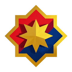 Obraz premium Eid mubarak with decoration design element illustration of a golden star isolated on white or transparent background gold star with red ribbon