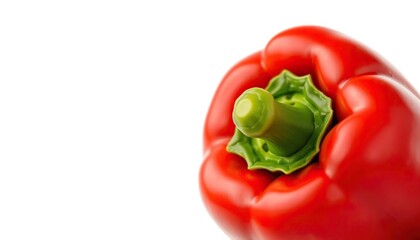 Single vibrant red bell pepper, glossy skin, isolated, food,  still life