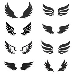 Obraz premium Wings Icon Set Angel and Tribal Wing Symbols, Feathered Wings Vector, Abstract Flying Elements, Elegant Tattoo Design, Artistic Bird Wings,Spiritual and Mythical Graphic Elements for Brands and Logos