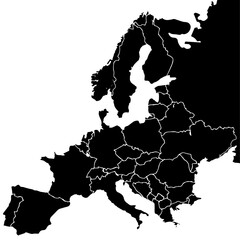 Detailed vector map of Europe political and geographical representation with country borders, ideal for infographics, educational materials, presentations, travel guides, and business reports.