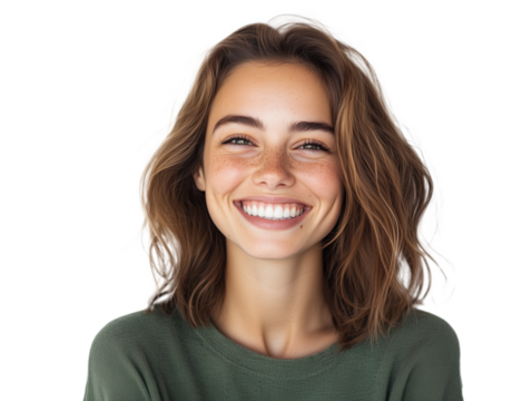 A radiant woman beams with confidence, her glowing skin showcasing health and vitality, effortlessly attracting others with her natural beauty and warmth.