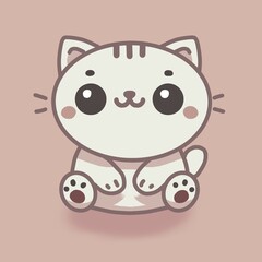 Cute Cartoon Cat Illustration - Minimalist Design