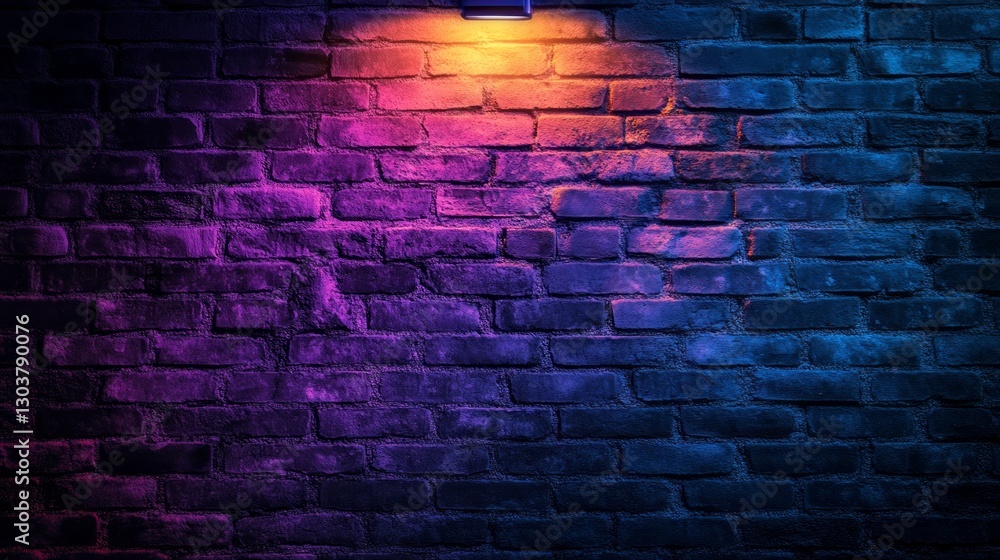 Poster an artistic display of soft colors illuminates a rugged brick wall, creating an inviting atmosphere 