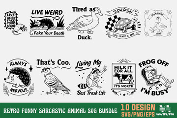 Retro Funny Sarcastic Animal T shirt design