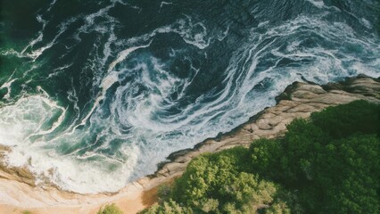 Topview waves ocean. Abstract aerial view of deep blue ocean waves and currents, perfect for backgrounds or nature-themed projects. Abstract Ocean background