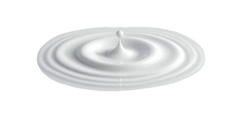 Elegant White Cream Ripple with Central Droplet Peak, Smooth Cosmetic Product Texture with Concentric Circular Waves Isolated on Transparent and White Background