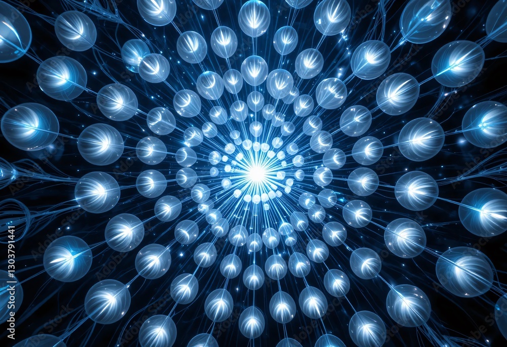 Leinwandbilder luminous orbs of light. abstract glow. radiating energy. spheres on black. quantum realm. digital ag