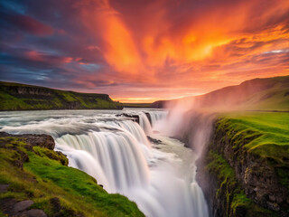 rainbow over waterfall. waterfall, water, river, nature, falls, landscape, stream, cascade, rock, forest, niagara, flowing, iceland, fall, park, green, flow, canada, waterfalls, godafoss, travel, moun
