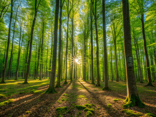 Obraz premium footpath in the forest. forest, nature, tree, green, trees, path, landscape, wood, woods, park, spring, road, summer, foliage, leaf, pine, outdoor, light, sun, environment, autumn, grass, outdoors, se