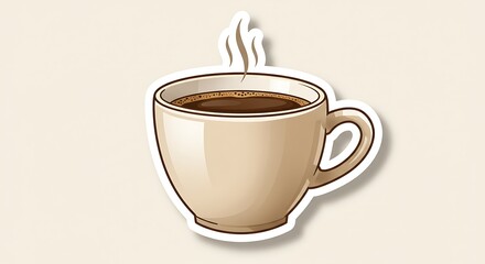 Obraz premium Steaming Coffee Cup Illustration with Light Brown Background for Designs