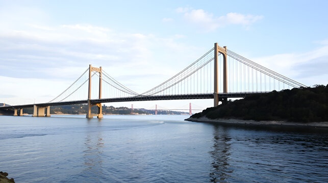 A large bridge with two tall pillars and a long, thin bridge