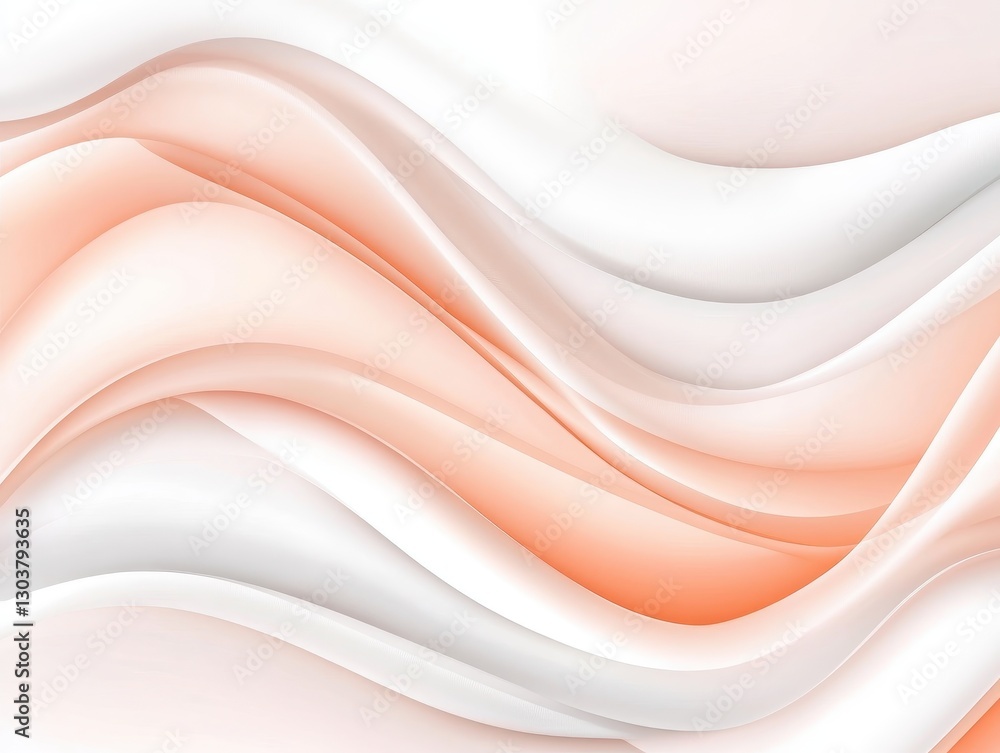 Poster abstract waves in soft peach and white tones creating a serene background