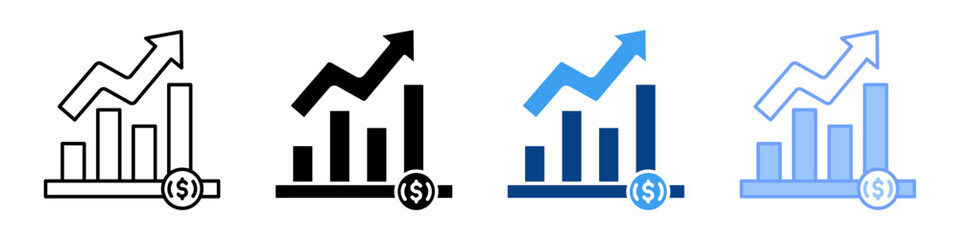 Investment Graph icon multiple style collection set