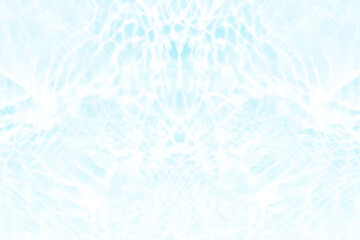 Blue water with ripples on the surface. Defocus blurred transparent blue colored clear calm water surface texture with splashes and bubbles. Water waves with shining pattern texture background.