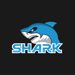 Illustration logo of a fierce shark with fangs