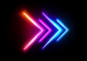 Vibrant neon arrow streaks across a dark background, illuminating the path forward with dynamic motion and a spectrum of glowing colors. 
