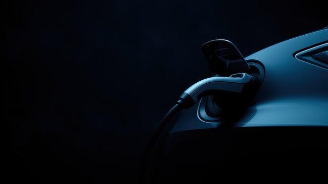 Electric Car Charging Point in Low Light Environment