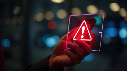 Warning Sign on Smartphone for Alert Notification Concept